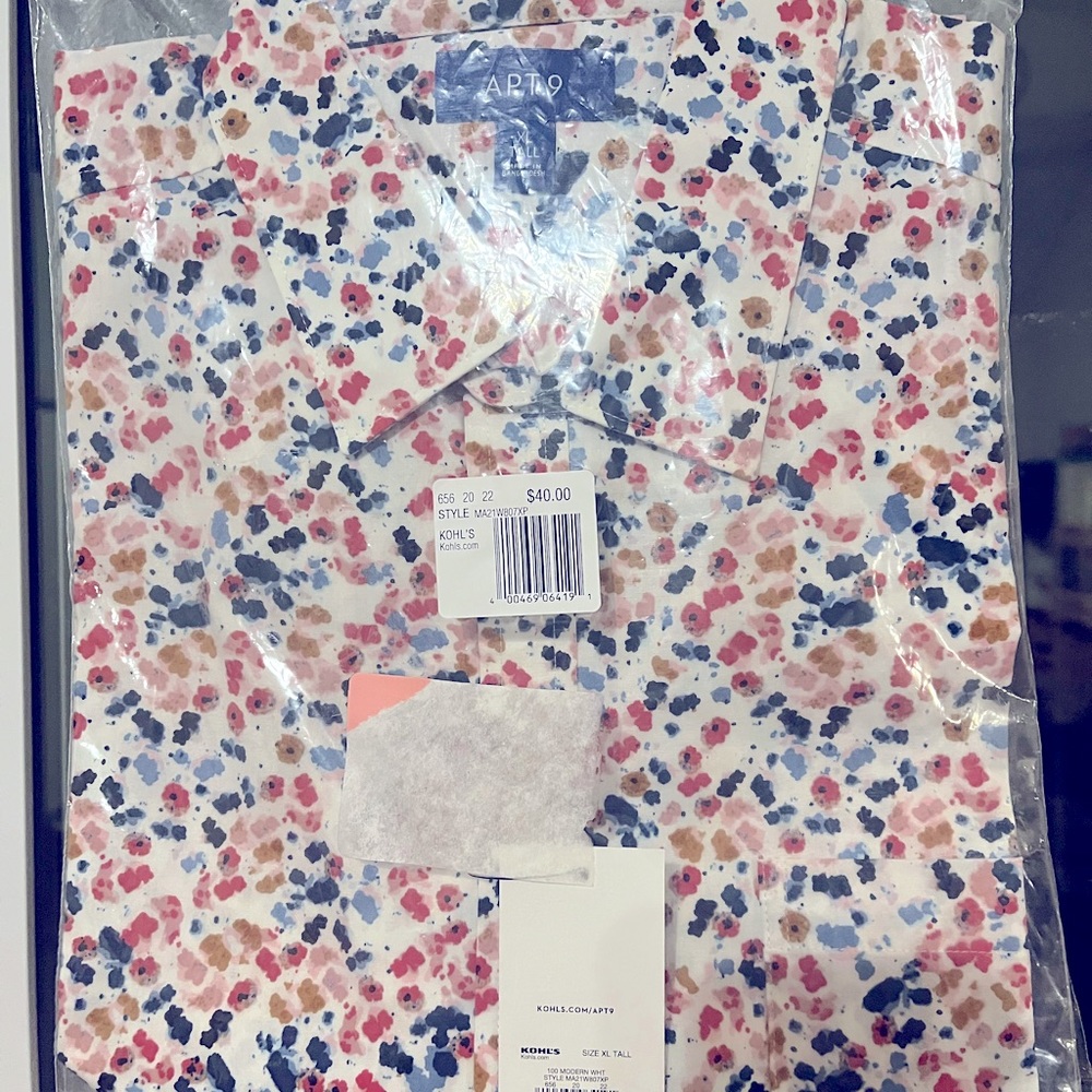 Big&Tall APT. 9 Stretch Poplin Button Down Shirt XL, NWT - Picture 5 of 5